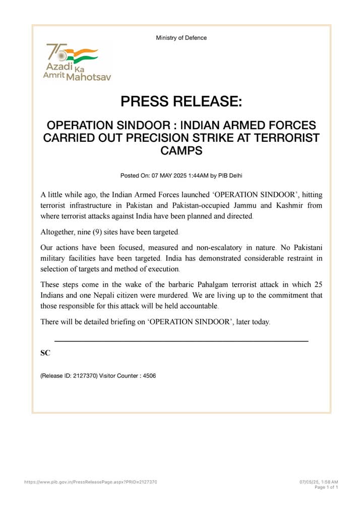 India's Operation Sindoor Target 9 Location In Pakistan 1 India's Operation Sindoor