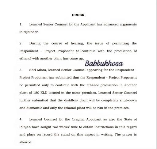 Zira Liquor Factory Controversy and NGT Petition for 180 kLD Ethanol Unit 1 Zira Liquor Factory Controversy and NGT Petition for 180 kLD Ethanol Unit