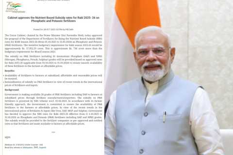 Central government Announces Subsidy Under NBS Scheme for 2025-26 (DAP, Potash, NPKs)